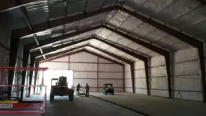 spray foam insulation installed in potato barn