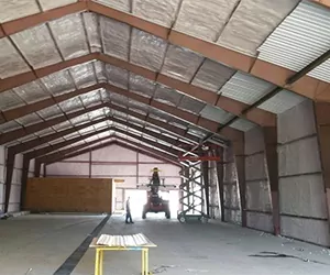 Inside a pole barn with insulation