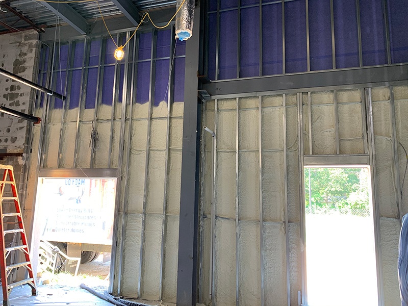 Spray foam insulation project at a movie theater